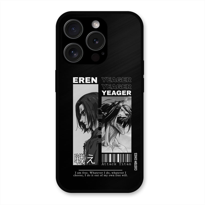 Eren Yeager Black iPhone 15 Pro Mobile Back Cover - Anime PrintShield Case