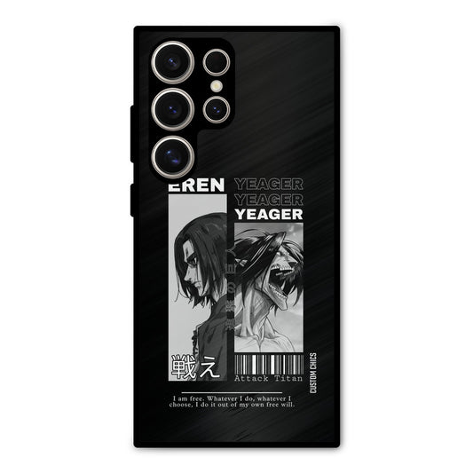 Eren Yeager Black Samsung Galaxy S24 Ultra Mobile Back Cover - Anime PrintShield Case
