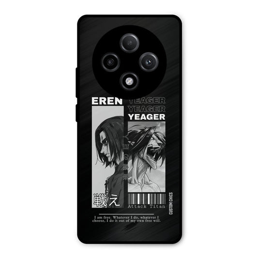 Eren Yeager Black Oppo F27 Pro Plus 5G Mobile Back Cover - Anime PrintShield Case