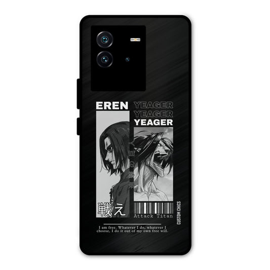 Eren Yeager Black iQOO Neo 6 5G Mobile Back Cover - Anime PrintShield Case