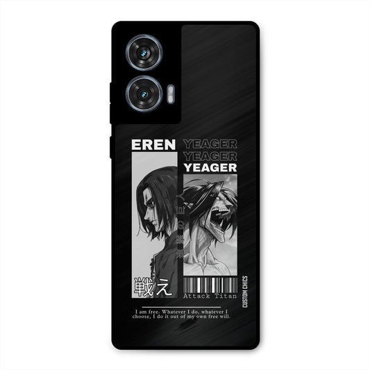 Eren Yeager Black Moto G96 Mobile Back Cover - Anime PrintShield Case