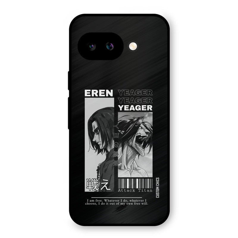 Eren Yeager Black Google Pixel 9A Mobile Back Cover - Anime PrintShield Case