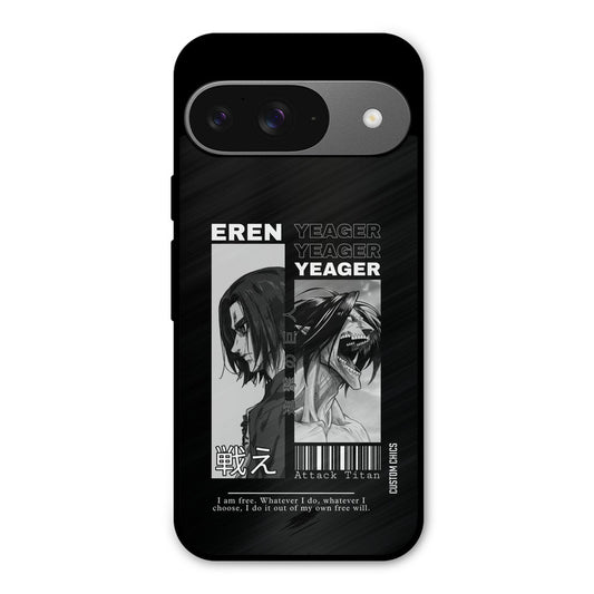 Eren Yeager Black Google Pixel 9 Mobile Back Cover - Anime PrintShield Case