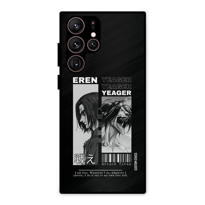 Eren Yeager Black Samsung Galaxy S22 Ultra Mobile Back Cover - Anime PrintShield Case