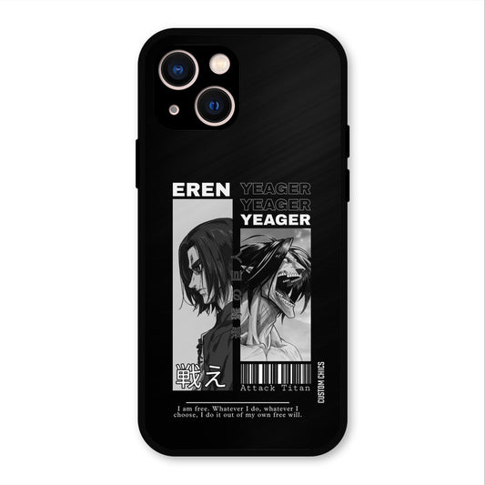 Eren Yeager Black iPhone 13 Mobile Back Cover - Anime PrintShield Case