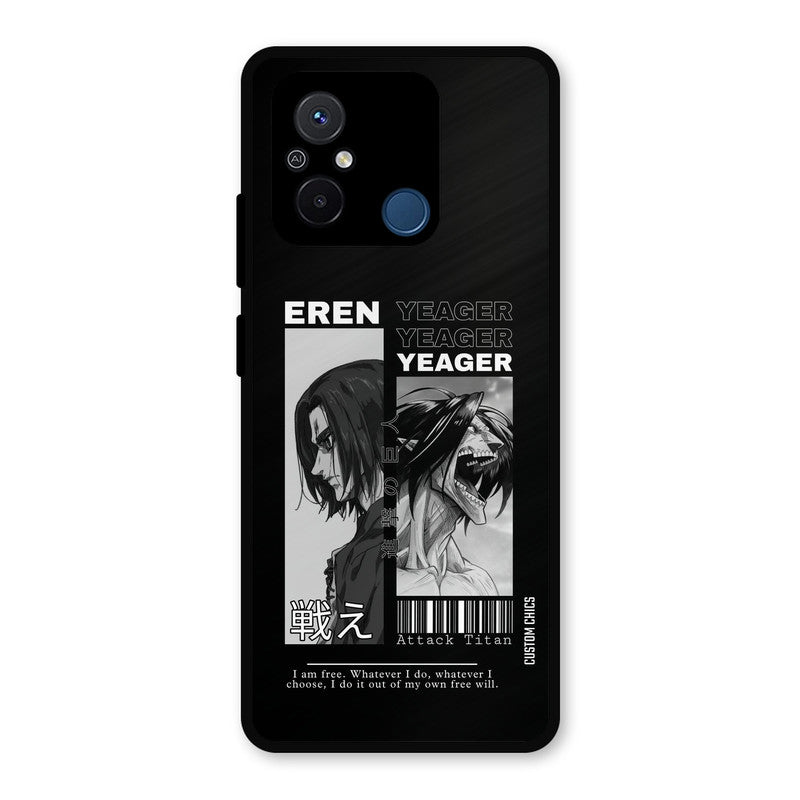 Eren Yeager Black Redmi 12c Mobile Back Cover - Anime PrintShield Case