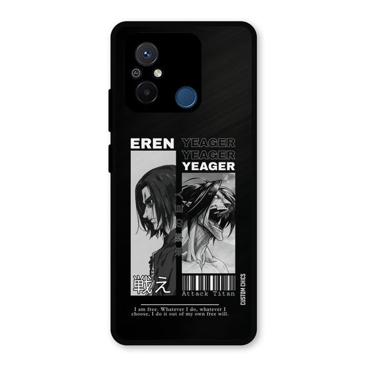 Eren Yeager Black Redmi 12c Mobile Back Cover - Anime PrintShield Case
