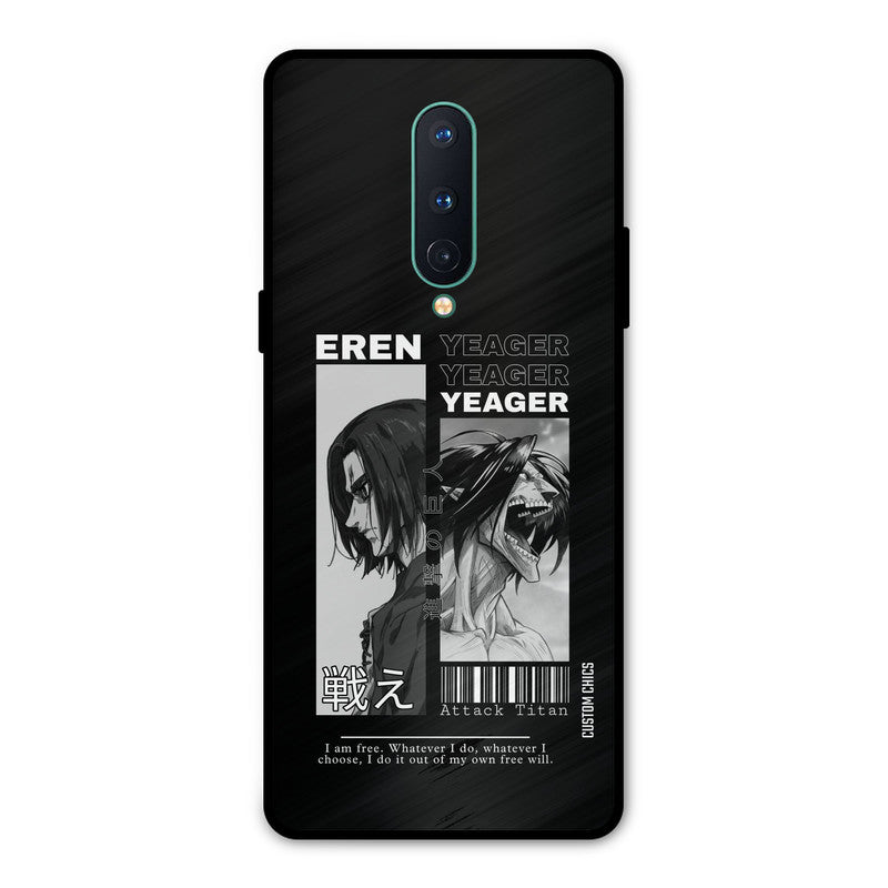 Eren Yeager Black Oneplus 8 Mobile Back Cover - Anime PrintShield Case