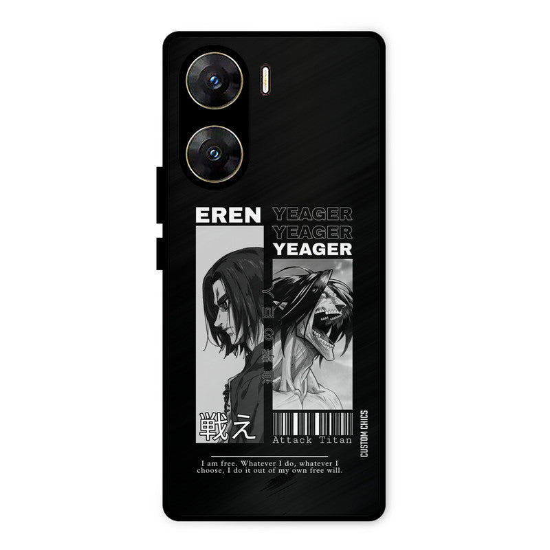 Eren Yeager Black Vivo V29e Mobile Back Cover - Anime PrintShield Case