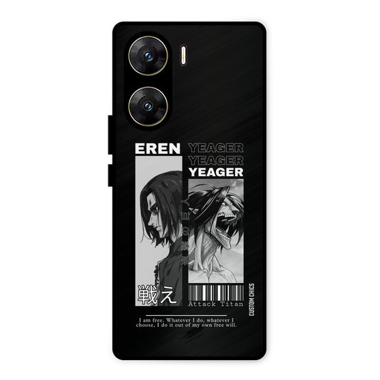 Eren Yeager Black Vivo V29e Mobile Back Cover - Anime PrintShield Case