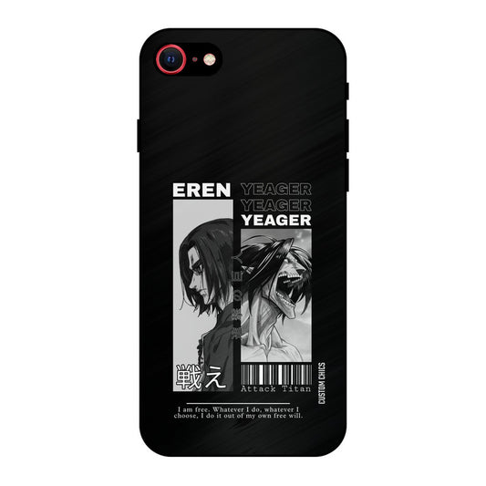 Eren Yeager Black iPhone SE 2020 Mobile Back Cover - Anime PrintShield Case