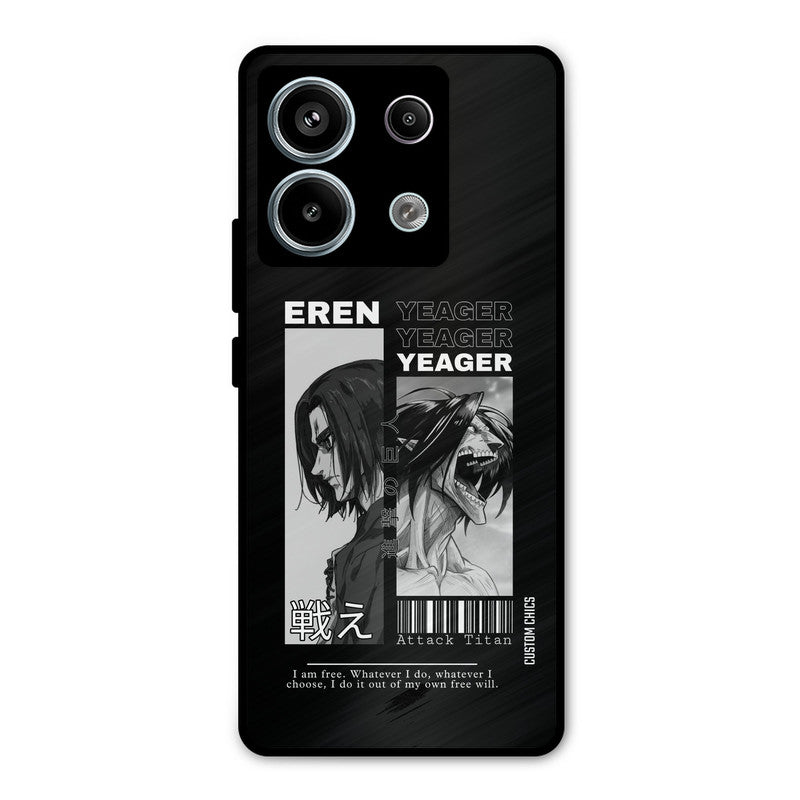 Eren Yeager Black Redmi Note 13 Pro 5G Mobile Back Cover - Anime PrintShield Case