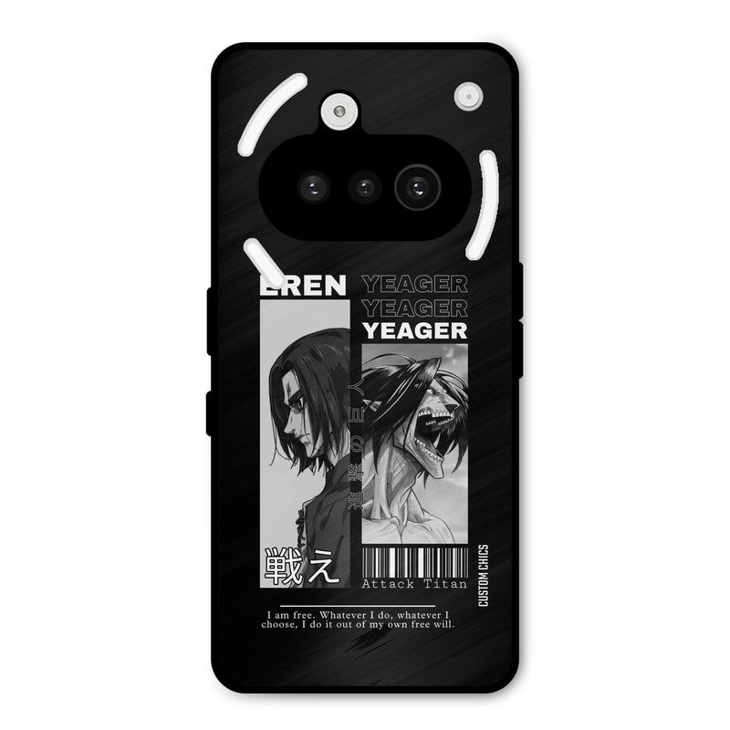 Eren Yeager Black Nothing Phone 3A Mobile Back Cover - Anime PrintShield Case