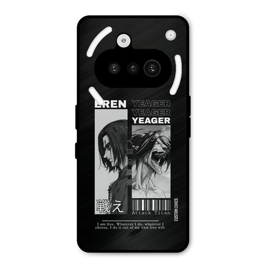 Eren Yeager Black Nothing Phone 3A Mobile Back Cover - Anime PrintShield Case