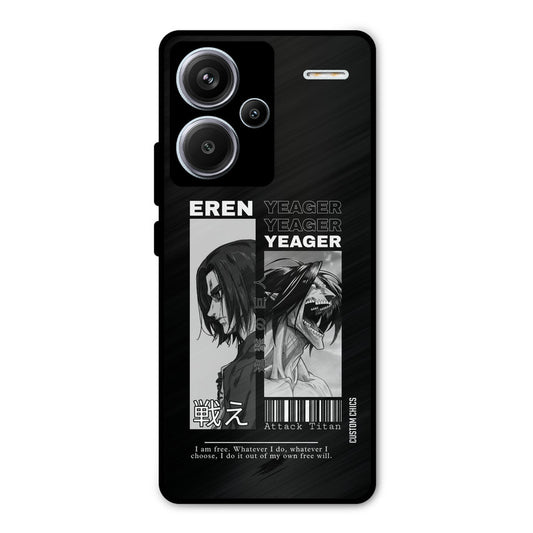 Eren Yeager Black Redmi Note 13 Pro Plus Mobile Back Cover - Anime PrintShield Case