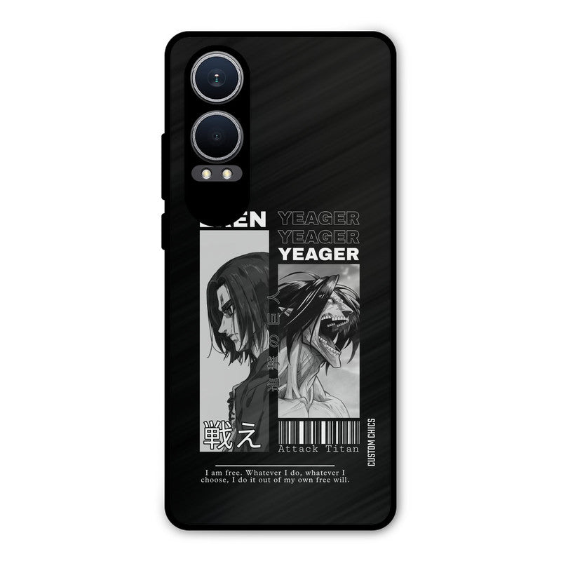 Eren Yeager Black Oneplus Nord CE4 Lite Mobile Back Cover - Anime PrintShield Case