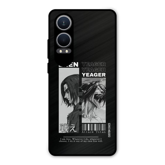 Eren Yeager Black Oneplus Nord CE4 Lite Mobile Back Cover - Anime PrintShield Case