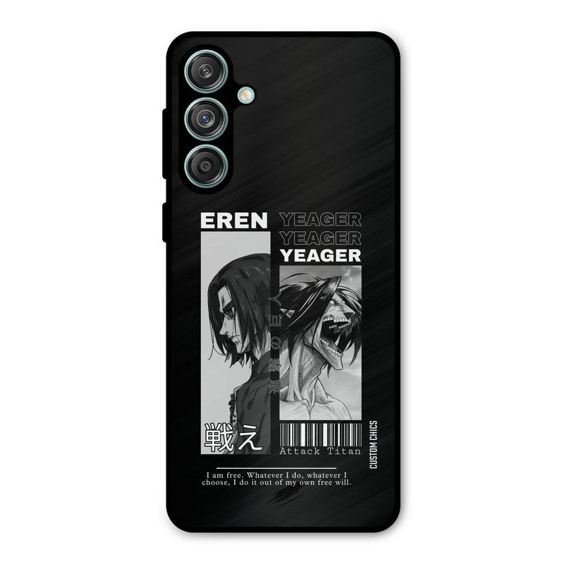 Eren Yeager Black Samsung Galaxy M55 5G Mobile Back Cover - Anime PrintShield Case