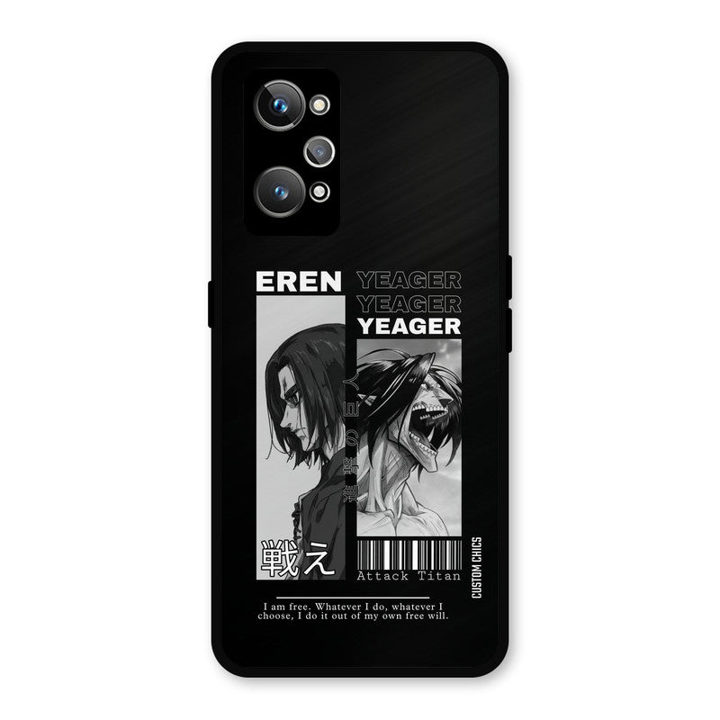 Eren Yeager Black Realme GT Neo 2 Mobile Back Cover - Anime PrintShield Case