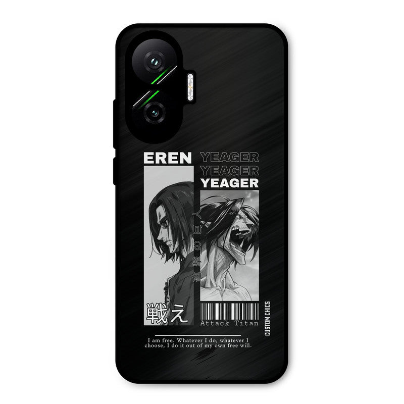 Eren Yeager Black Poco F7 5G Mobile Back Cover - Anime PrintShield Case