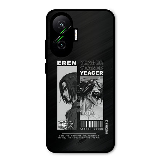 Eren Yeager Black Poco F7 5G Mobile Back Cover - Anime PrintShield Case