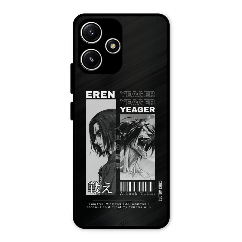 Eren Yeager Black Redmi 12 5G Mobile Back Cover - Anime PrintShield Case
