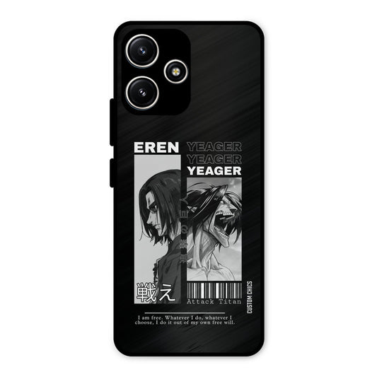 Eren Yeager Black Redmi 12 5G Mobile Back Cover - Anime PrintShield Case