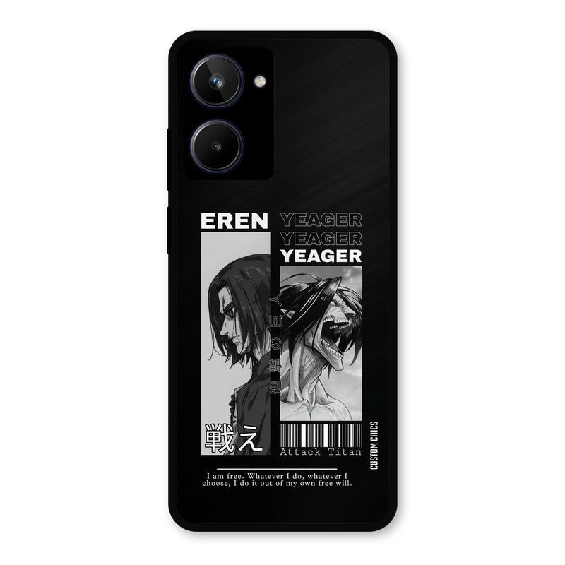 Eren Yeager Black Realme 10 Mobile Back Cover - Anime PrintShield Case