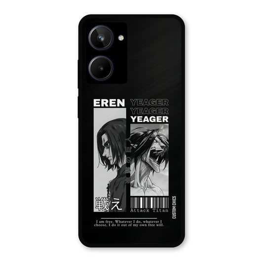 Eren Yeager Black Realme 10 Mobile Back Cover - Anime PrintShield Case