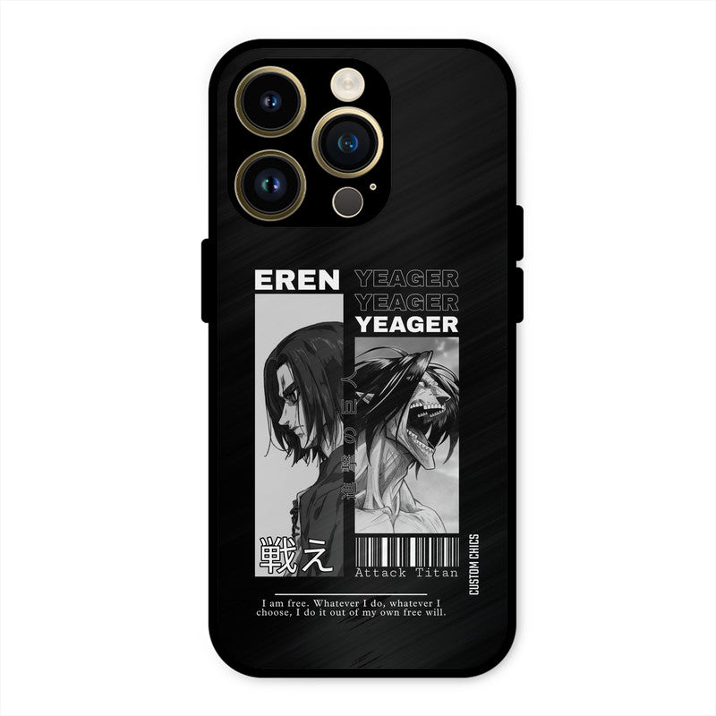 Eren Yeager Black iPhone 14 Pro Mobile Back Cover - Anime PrintShield Case