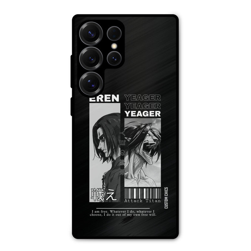 Eren Yeager Black Samsung Galaxy S25 Ultra Mobile Back Cover - Anime PrintShield Case