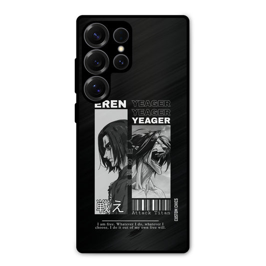 Eren Yeager Black Samsung Galaxy S25 Ultra Mobile Back Cover - Anime PrintShield Case