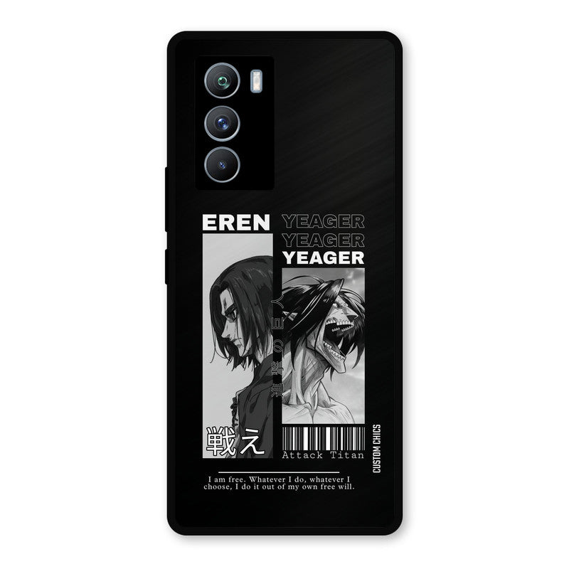 Eren Yeager Black iQOO 9SE Mobile Back Cover - Anime PrintShield Case