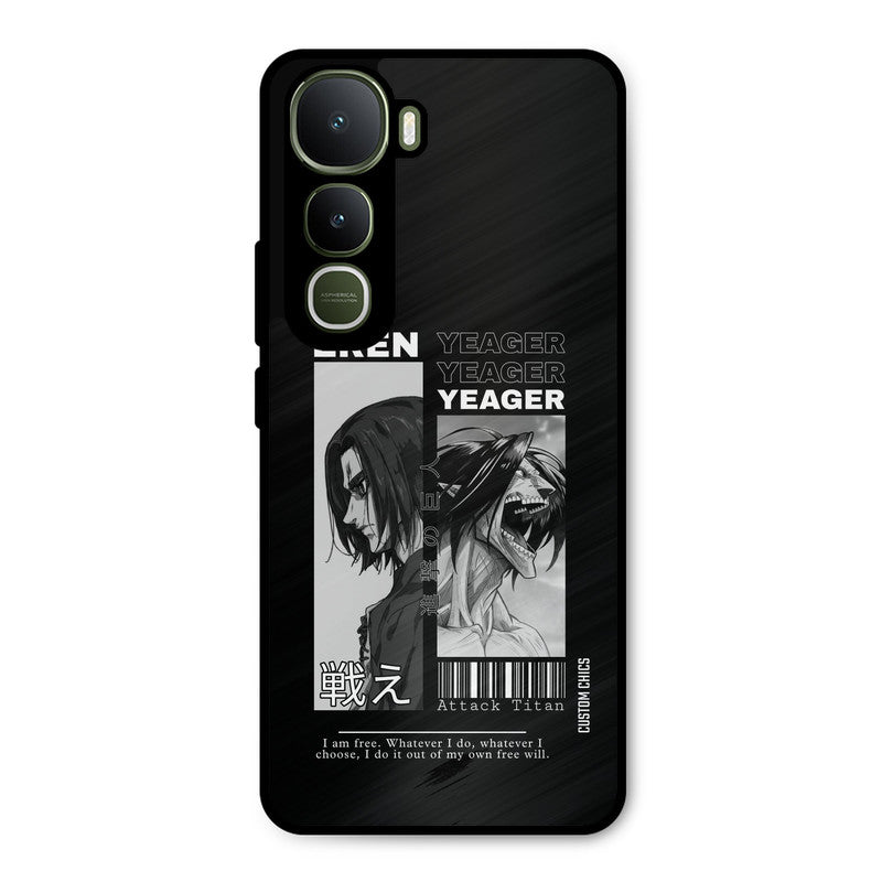 Eren Yeager Black Vivo Y400 Mobile Back Cover - Anime PrintShield Case