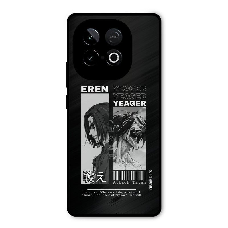 Eren Yeager Black iQOO Neo 10 Mobile Back Cover - Anime PrintShield Case