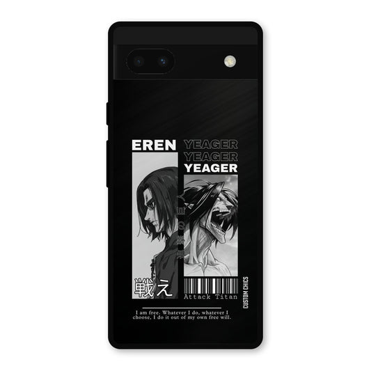 Eren Yeager Black Google Pixel 6a Mobile Back Cover - Anime PrintShield Case