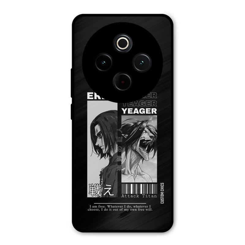 Eren Yeager Black iQoo Z10 Mobile Back Cover - Anime PrintShield Case