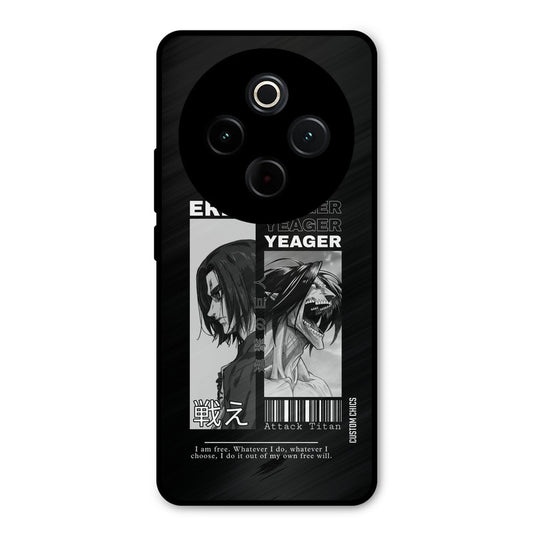 Eren Yeager Black iQoo Z10 Mobile Back Cover - Anime PrintShield Case