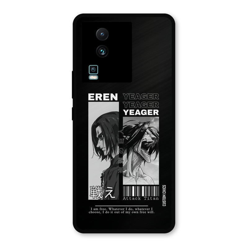 Eren Yeager Black IQOO Neo 7 Mobile Back Cover - Anime PrintShield Case