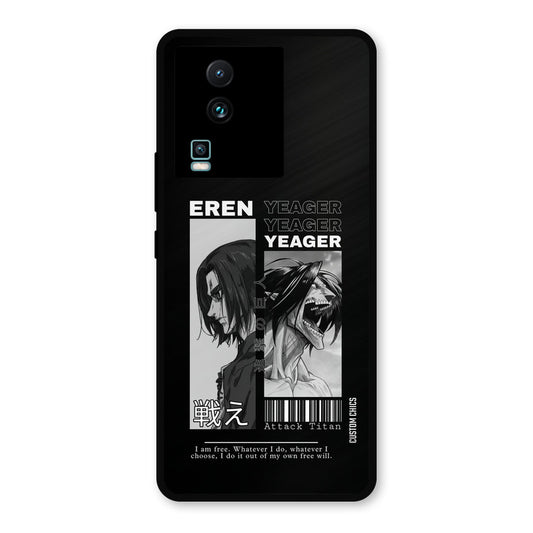 Eren Yeager Black IQOO Neo 7 Mobile Back Cover - Anime PrintShield Case