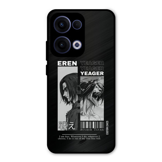 Eren Yeager Black Oppo Reno 13 5G Mobile Back Cover - Anime PrintShield Case