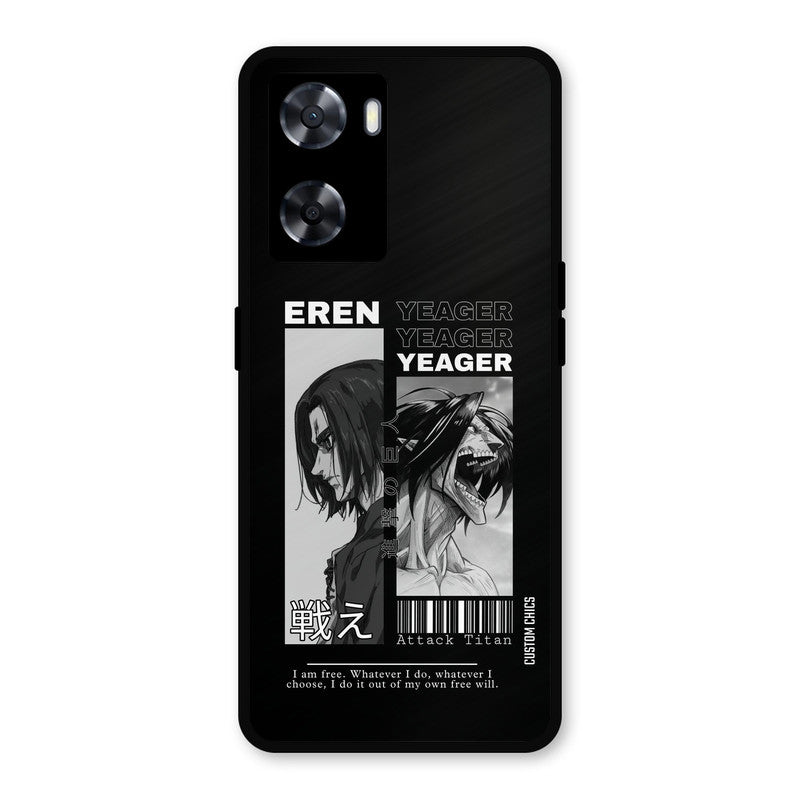 Eren Yeager Black Oppo A57 2022 Mobile Back Cover - Anime PrintShield Case
