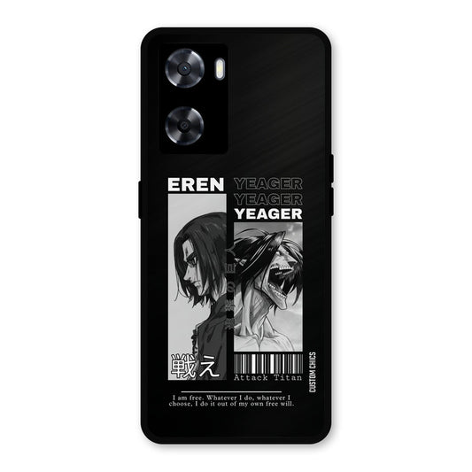 Eren Yeager Black Oppo A57 2022 Mobile Back Cover - Anime PrintShield Case