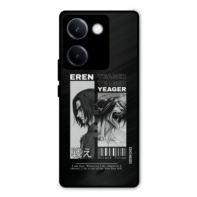 Eren Yeager Black Vivo Y300 Plus Mobile Back Cover - Anime PrintShield Case