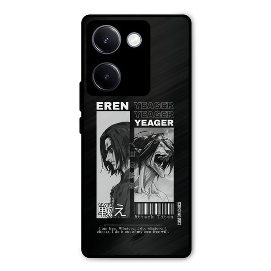 Eren Yeager Black Vivo Y300 Plus Mobile Back Cover - Anime PrintShield Case