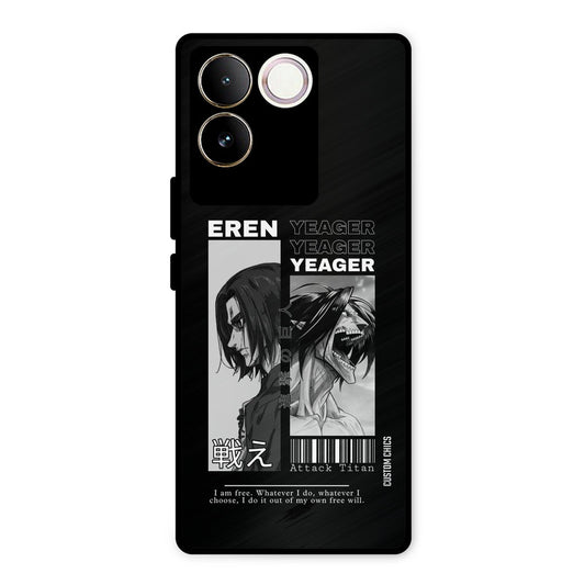 Eren Yeager Black Vivo T2 Pro Mobile Back Cover - Anime PrintShield Case