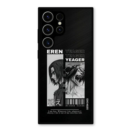 Eren Yeager Black Samsung Galaxy S23 Ultra Mobile Back Cover - Anime PrintShield Case