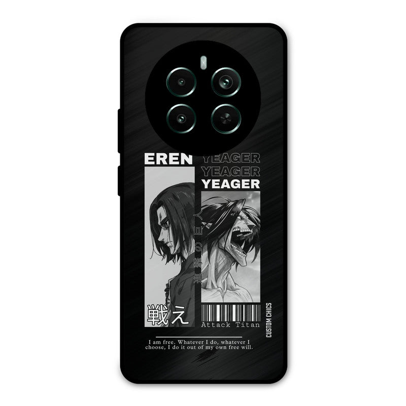 Eren Yeager Black Realme 12 Plus Mobile Back Cover - Anime PrintShield Case