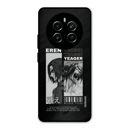 Eren Yeager Black Realme 12 Plus Mobile Back Cover - Anime PrintShield Case