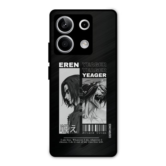 Eren Yeager Black Redmi Note 13 5G Mobile Back Cover - Anime PrintShield Case